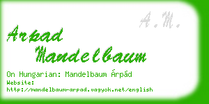 arpad mandelbaum business card